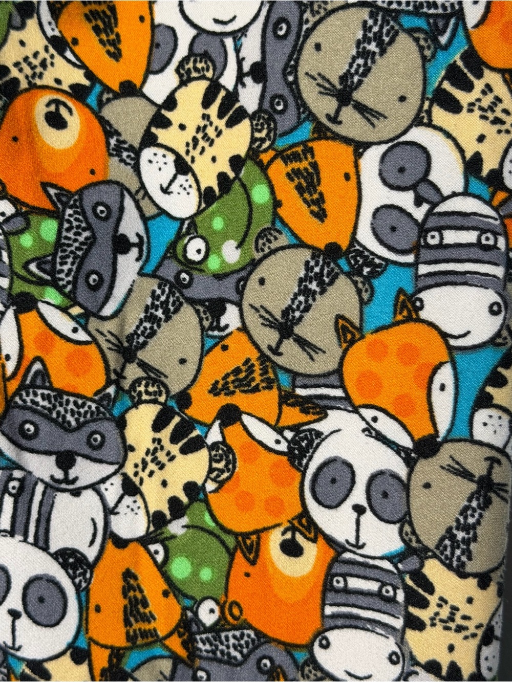 LuLaRoe Leggings Multicolor Rare Animal Print Panda Fox Raccoon Frog OS - Picture 3 of 8